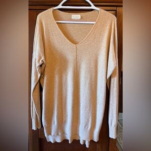 Dreamers Over Sized V-Neck Beige Sweater size Small/Medium
